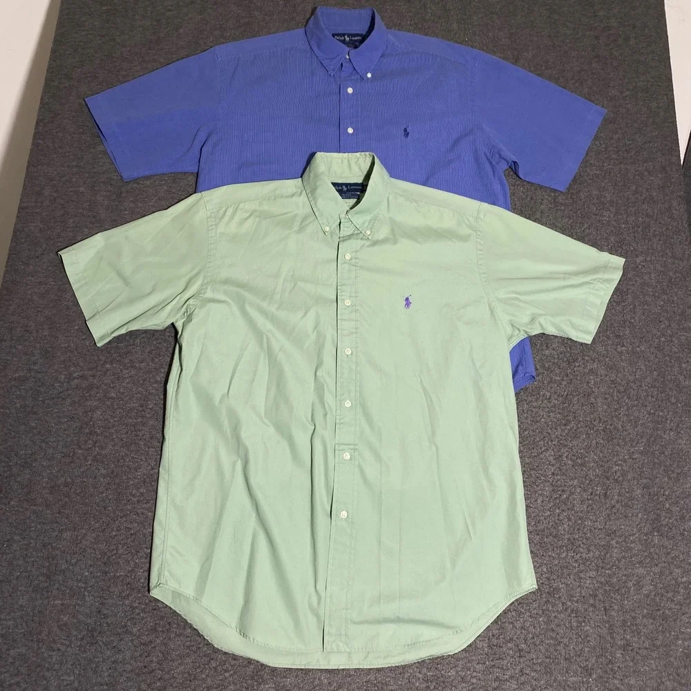 Lot of 2 Polo Ralph Lauren Blake Mens Medium Short Sleeve Button Down Shirts